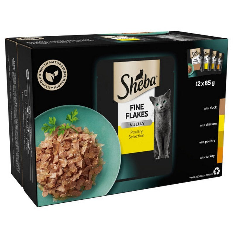 Sheba Fine Flakes Poultry Collection in Jelly 85g x 12 x 4