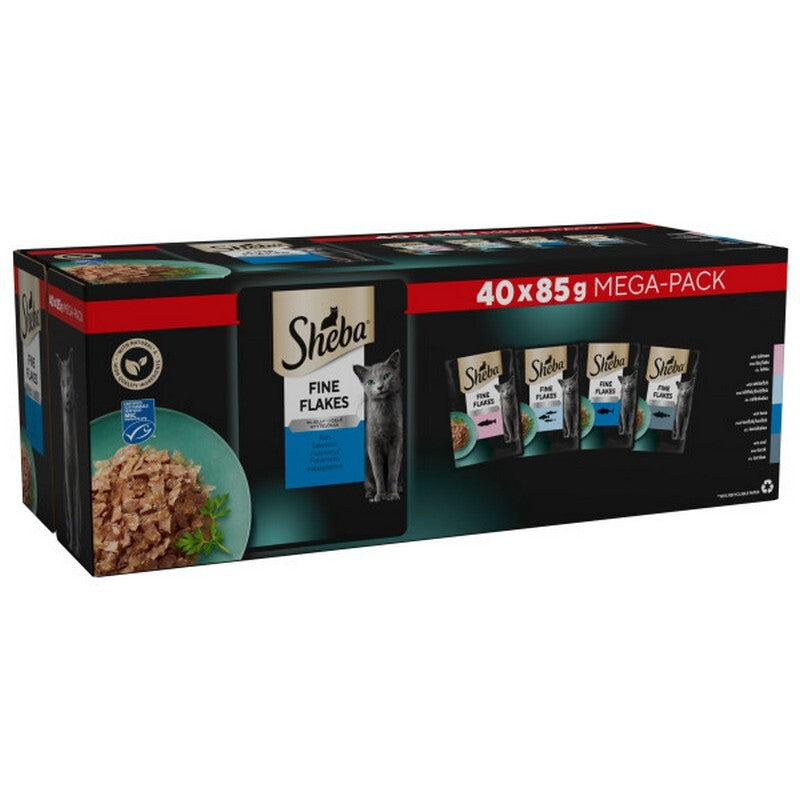 Sheba Fine Flakes Fish Collection in Jelly 85g x 40