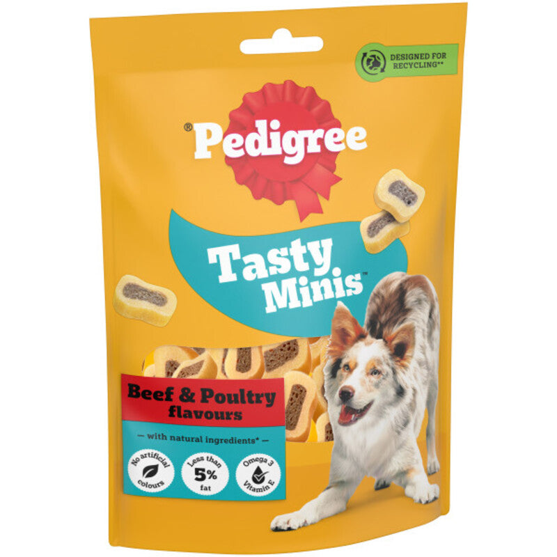 Pedigree Tasty Minis Chewy Slices Beef & Poultry 155g x 8