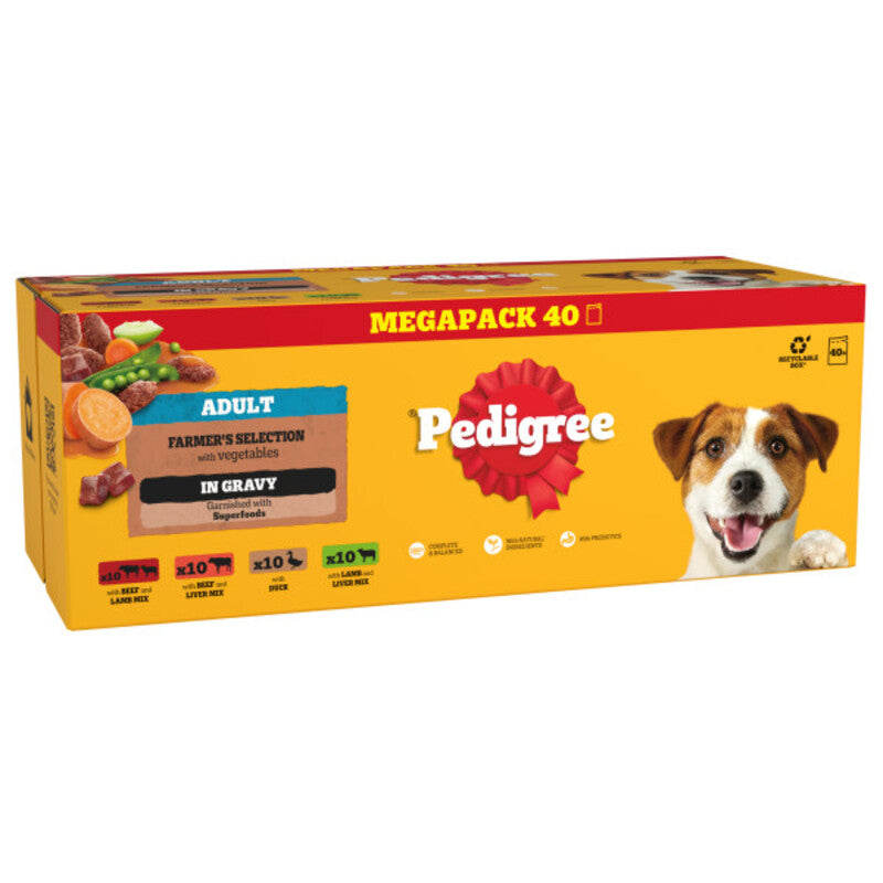 Pedigree Farmers Selection Adult in Gravy Pouches Mega Pack 100g x 40