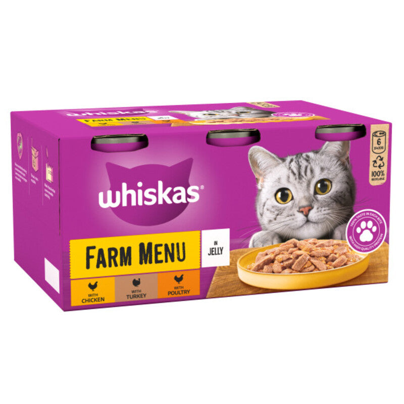 Whiskas 1+ Adult Farm Menu in Jelly Tins 400g x 6 x 4