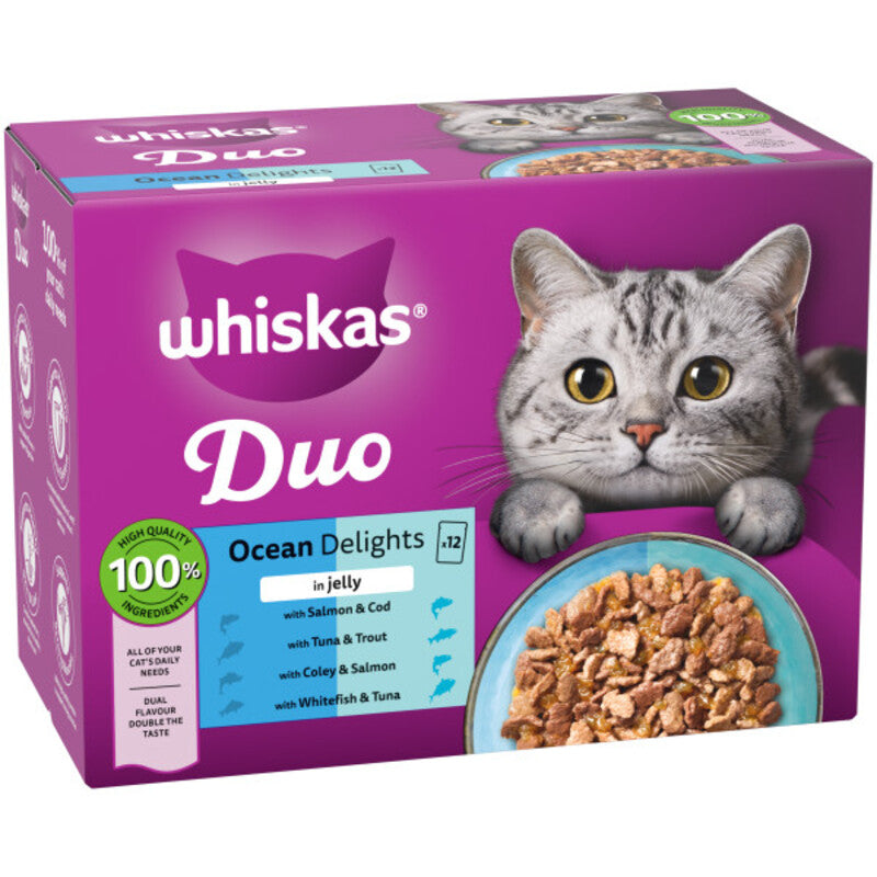 Whiskas Adult 1+ Duo Ocean Delights in Jelly 85g x 12 x 4