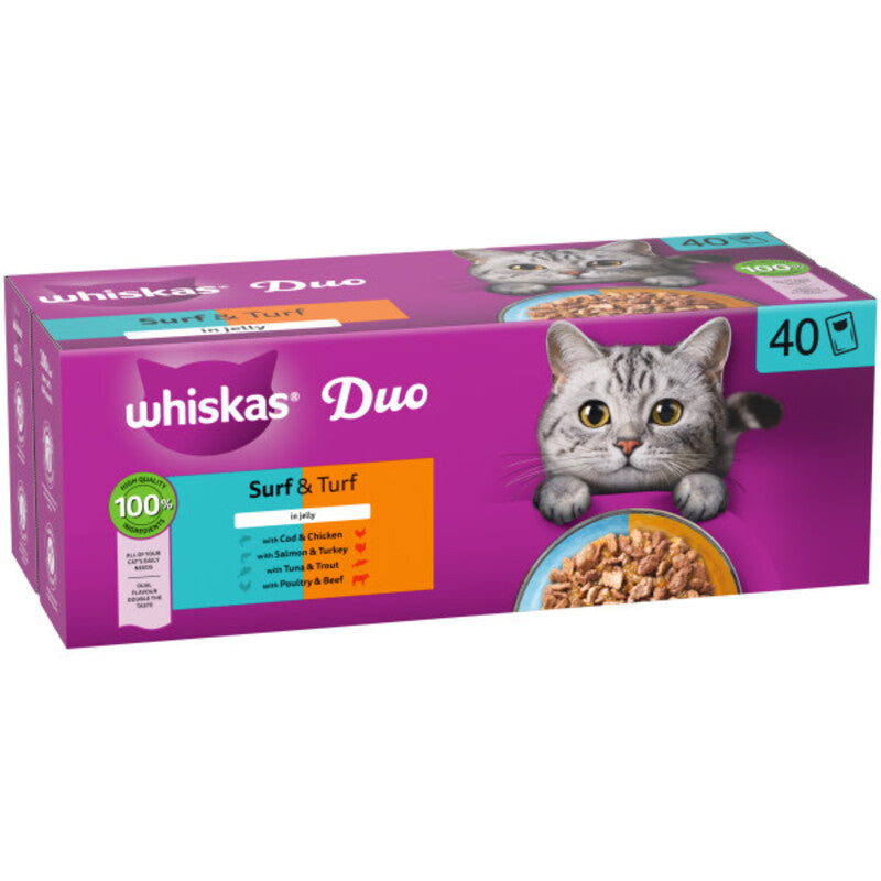 Whiskas Adult 1+ Duo Surf & Turf in Jelly 85g x 40