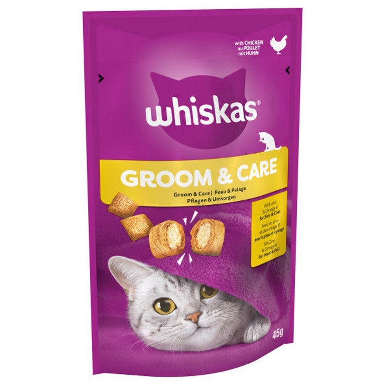 Whiskas Groom & Care with Chicken Cat Treat 45g x 8