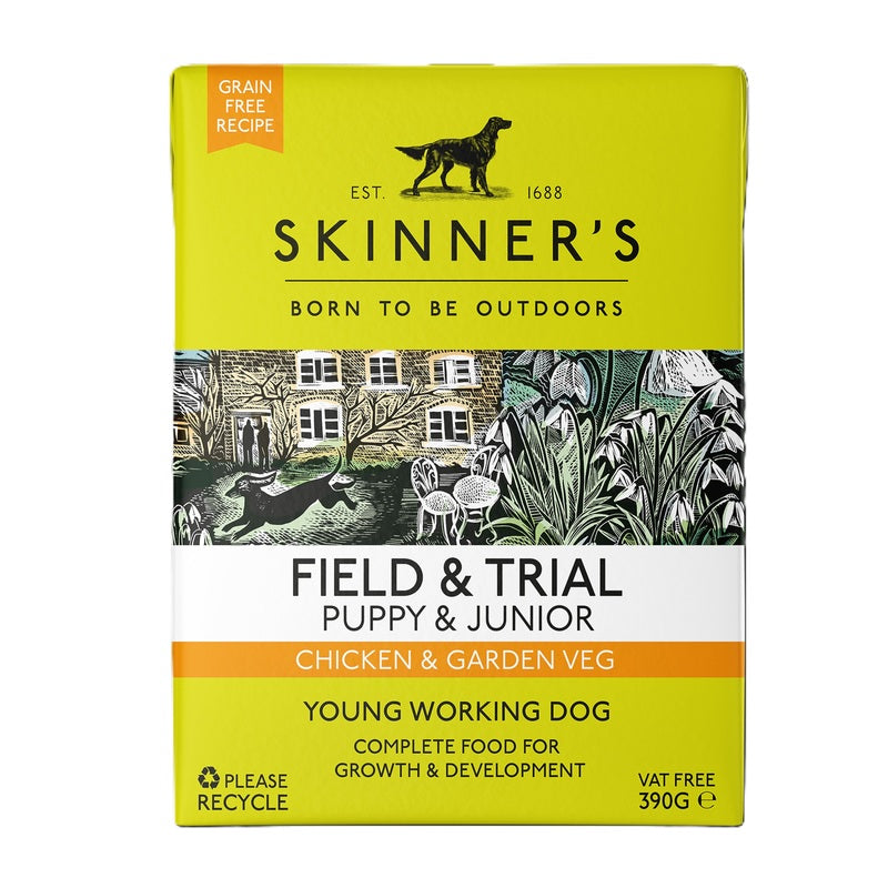 Skinners Field & Trial Puppy & Junior Grain Free Chicken & Garden Veg 390g x 12